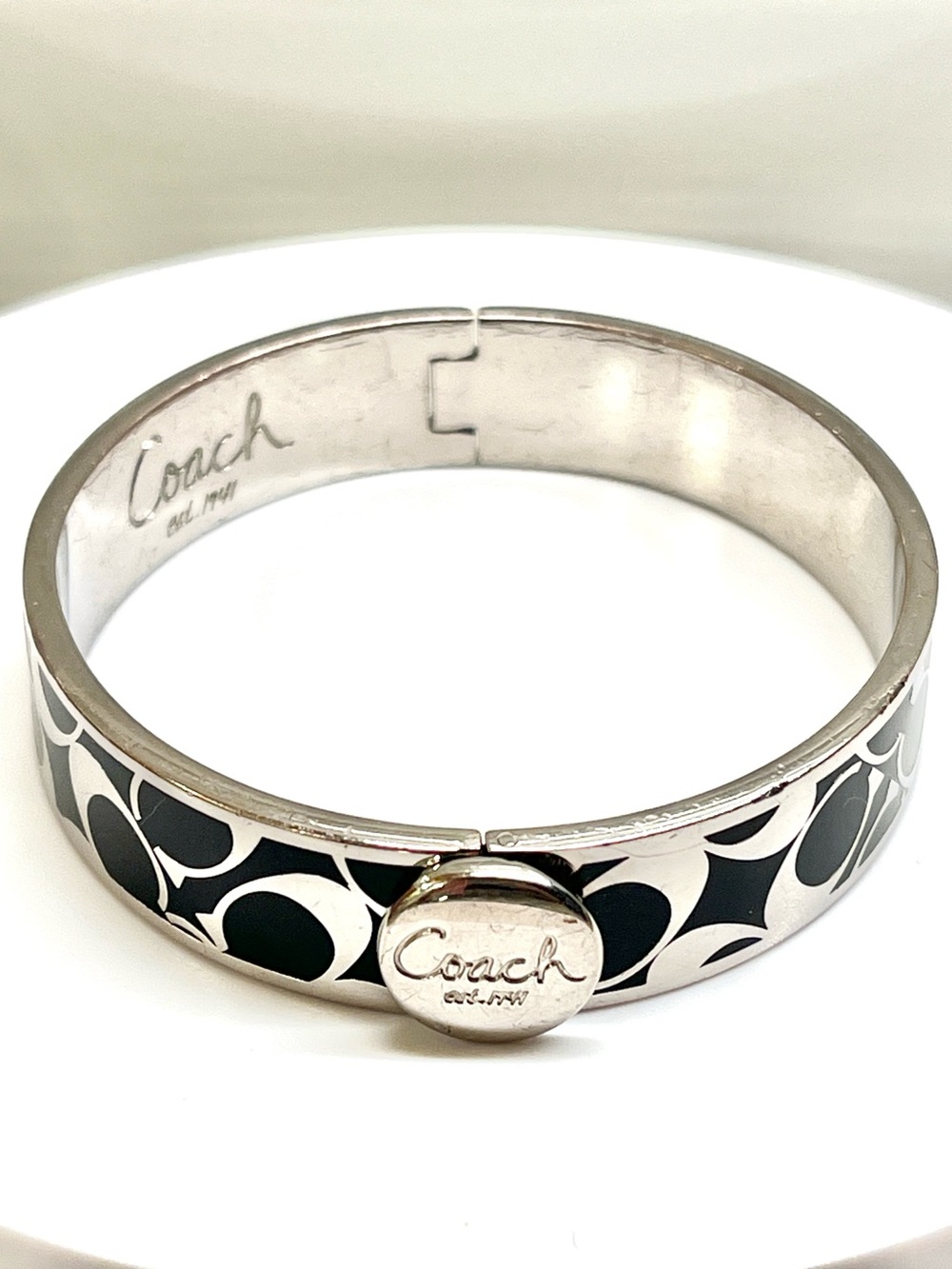 Coach Hinged Enamel Bangle Bracelet EUC